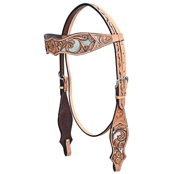 HILASON Western Horse Headstall Breast Collar American Leather Tan